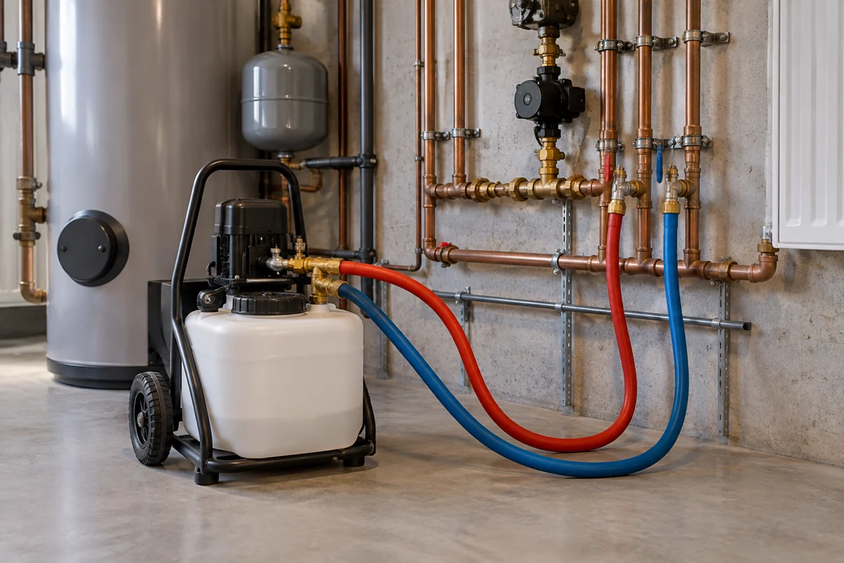 Illustration of a heating circuit flushing unit